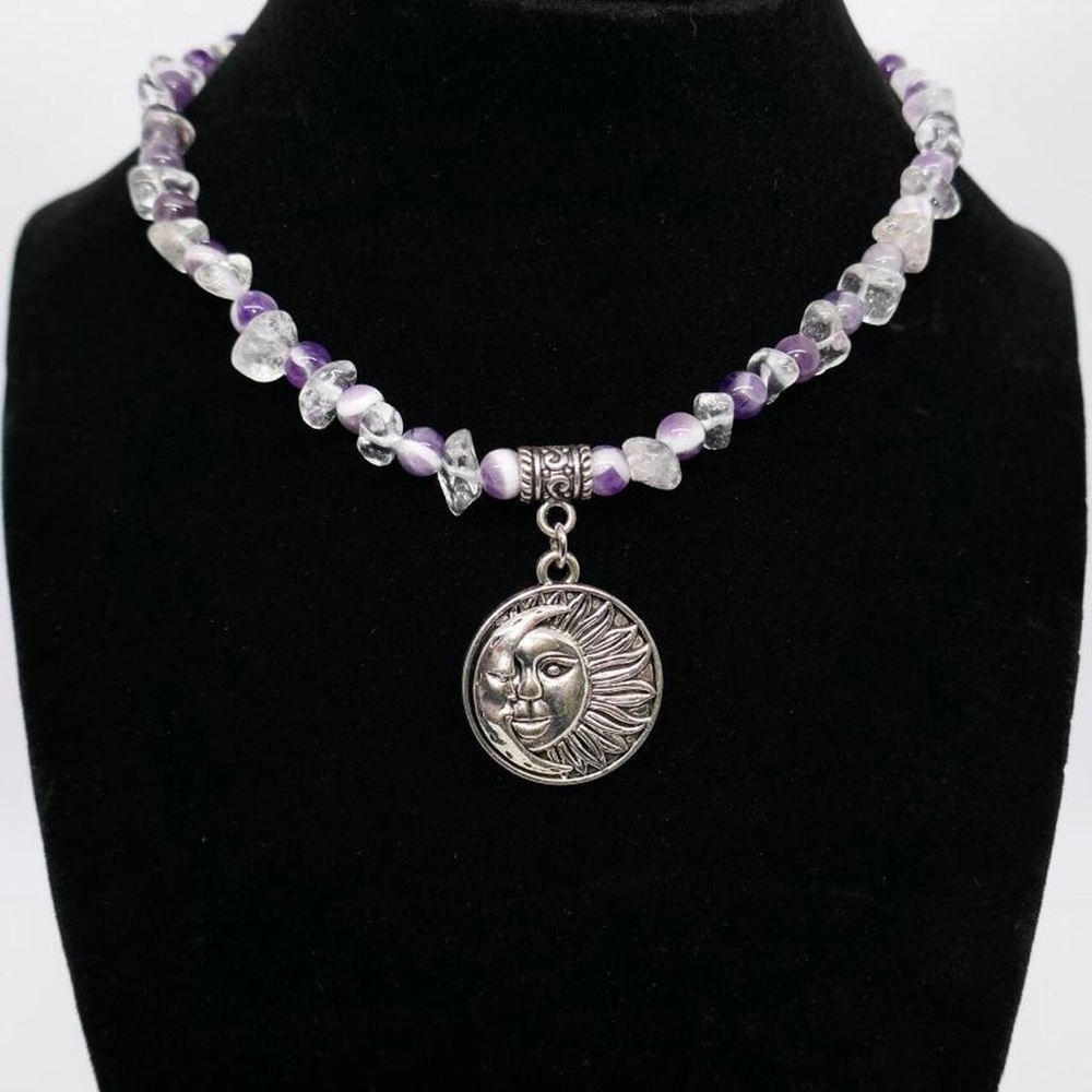 Beaded Sun And Moon Necklace